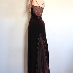 Vintage 90s brown velvet prom dress